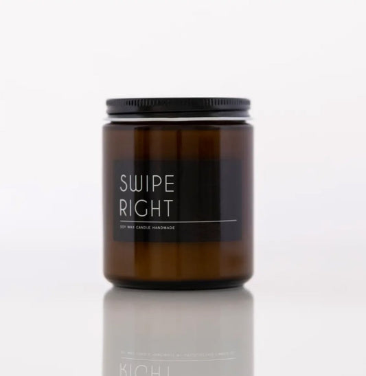 Swipe Right Scented Candle 8oz Soy Candle Spicy Leather Vetiver Myrrh