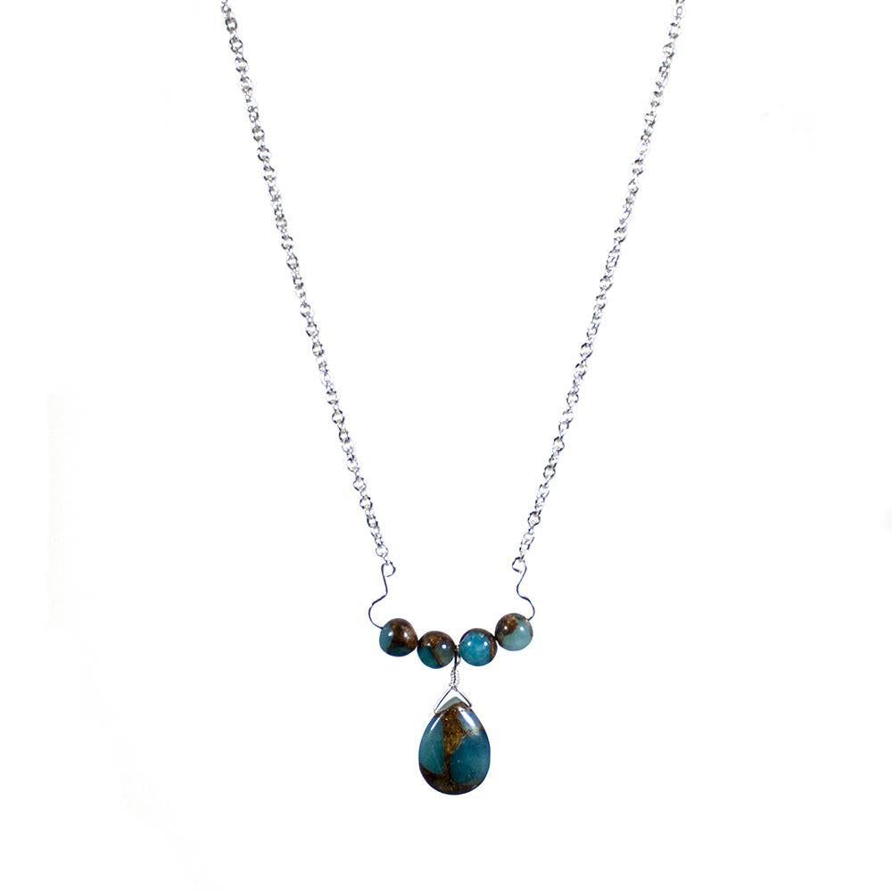 Aqua Quartz Teardrop Pendant Necklace On Silver Chain