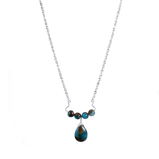 Aqua Quartz Teardrop Pendant Necklace On Silver Chain