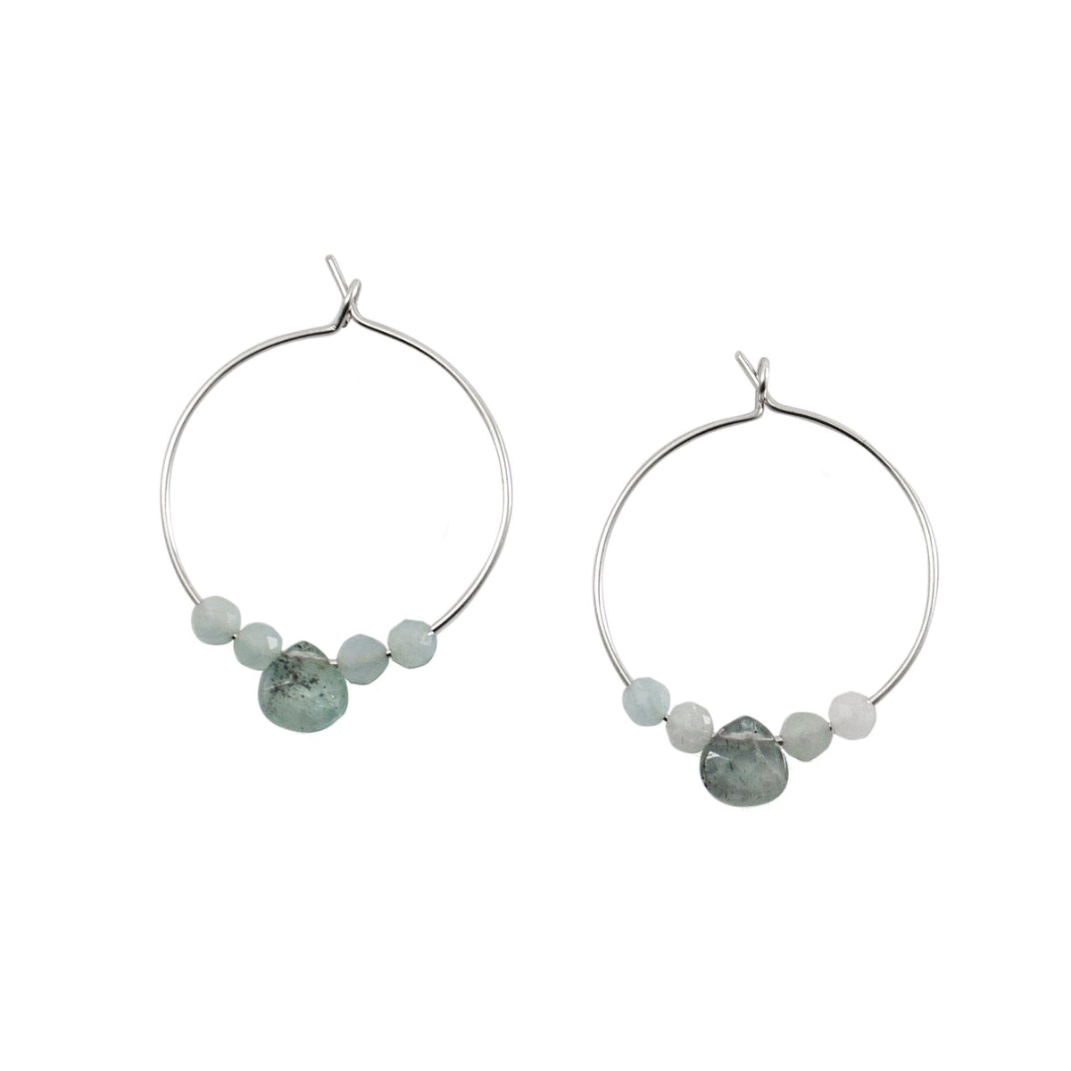 Aquamarine Sterling Silver Hoop Earrings With Gemstone