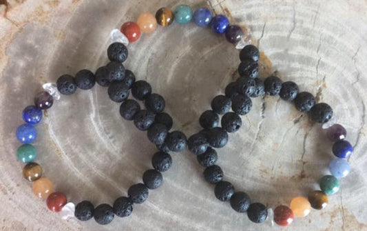 Aromatherapy Chakra Gemstone Lava Bead Diffuser Bracelet