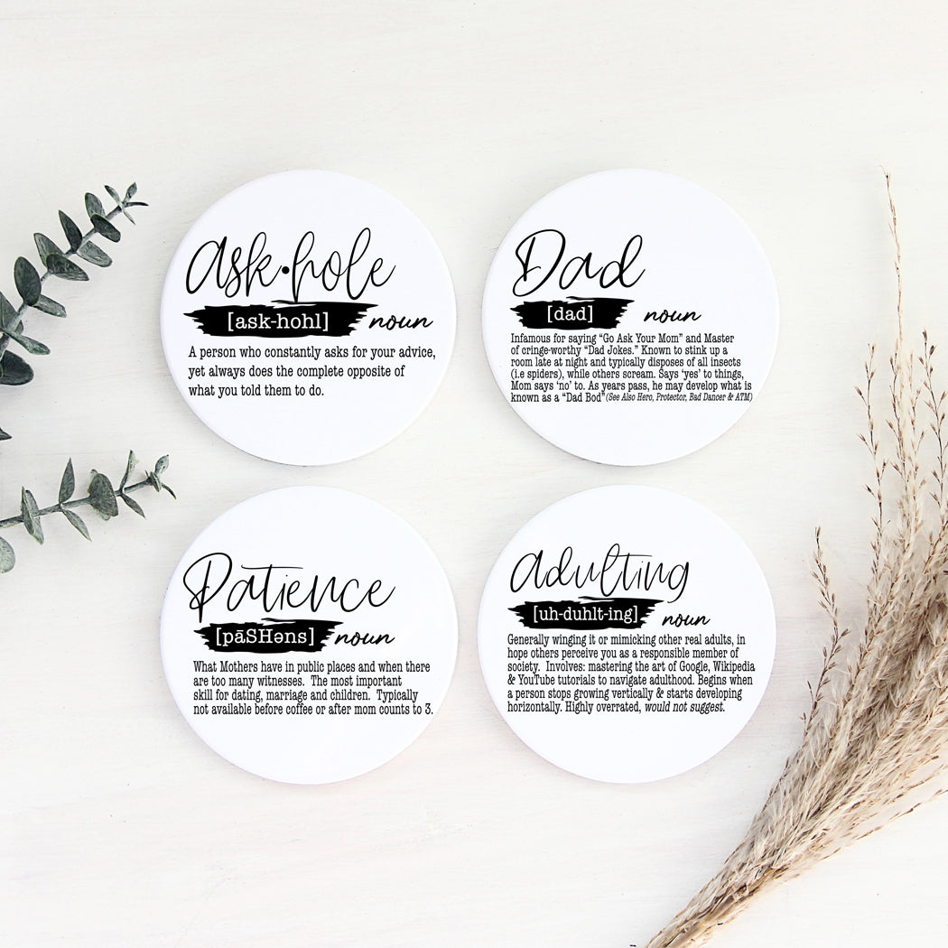 Adulting Coaster Gift Set 6 Pack Funny Quotes Coasters For Bar Countertop Decor And Display