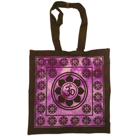 Aum Sanskrit Lotus Chakra Tie Dye Canvas Tote Shoulder Bag