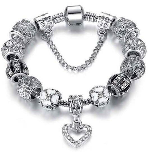 Austrian Crystal Heart Charm Bracelet