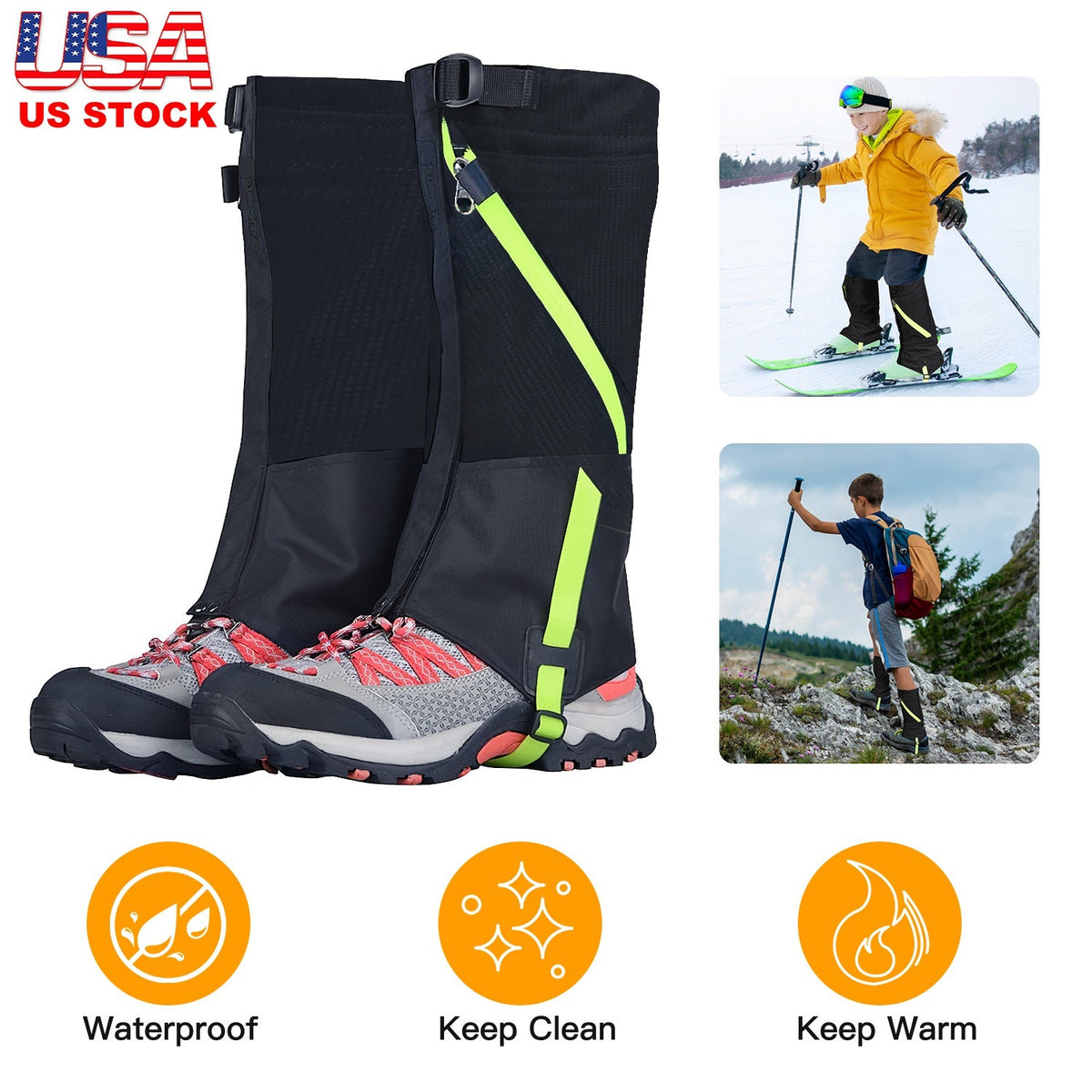 Leg Gaiters for Snow, Waterproof Leg Cover for Hiking