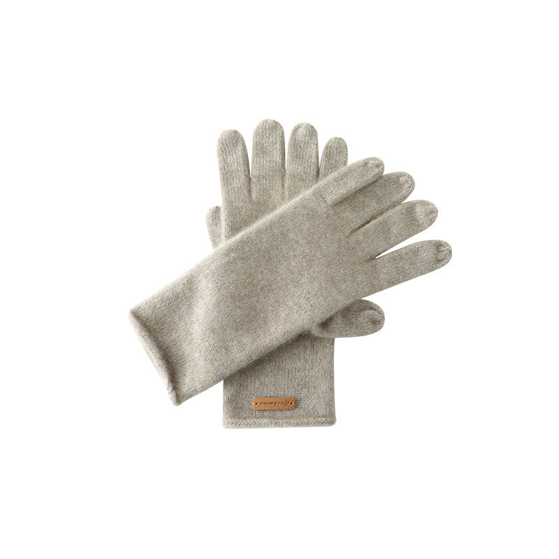 Cashmere Autumn And Winter Unisex Warm Touch Riding Windproof Knitted Five-finger Gloves