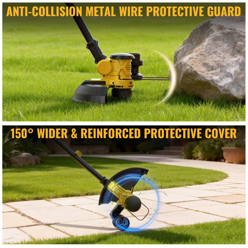 12-Inch Cordless Lawnmower and Electric Trimmer Combo with 2 Batteries