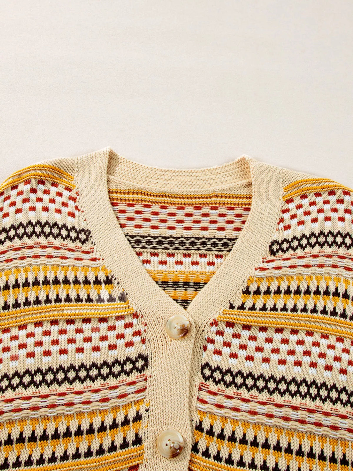 Vintage Patterned Button-Down Cardigan