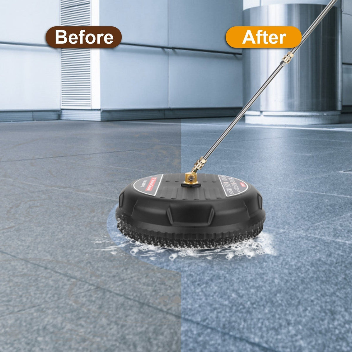 15in High Pressure Flat Surface Cleaner 4000PSI Disc Power Washer Broom w/ 2 Washer Extension Wands 2 x Replacement Nozzles