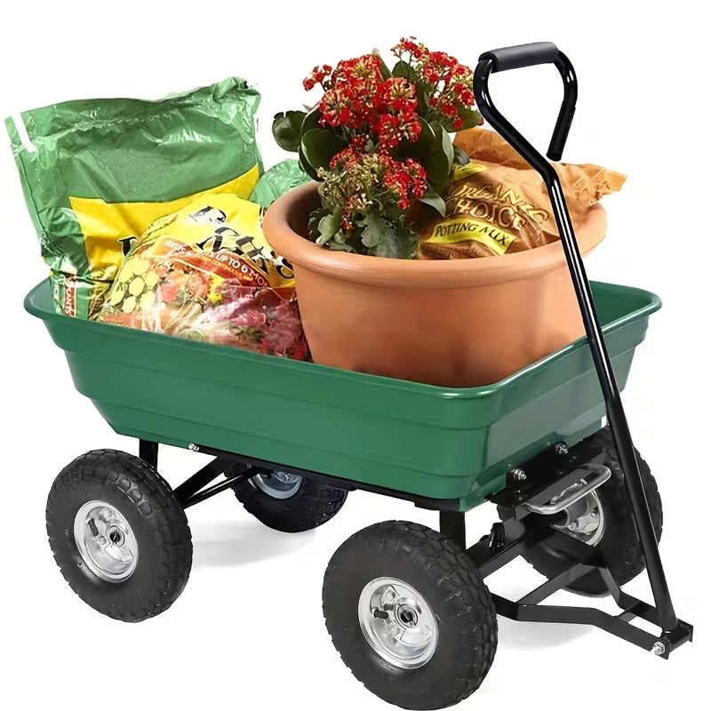 Heavy Duty Garden Cart and Yard Wagon with Dump Mechanism