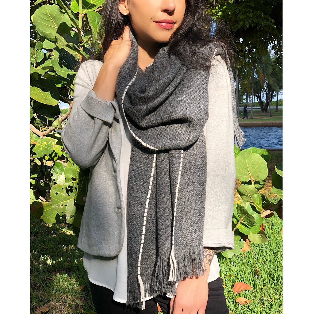 Baby Alpaca Scarf Charcoal - Unisex Soft Lightweight Luxury Winter Wrap