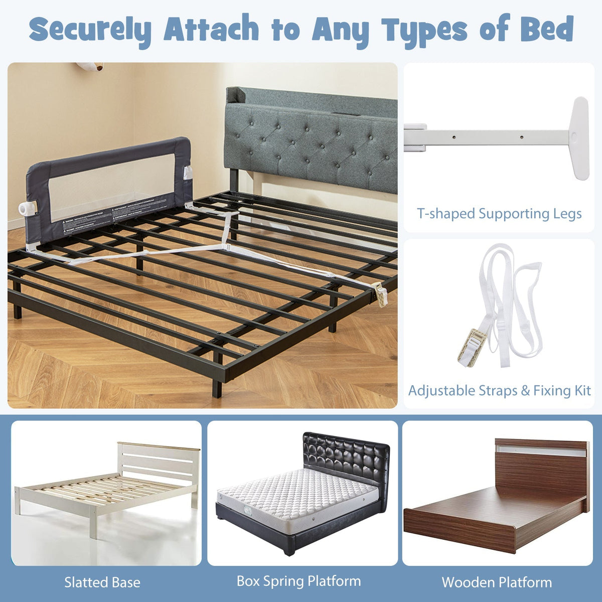 Foldable Bed Rail Swing Down Baby Bed Guard Rail