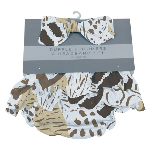 Bamboo Baby Ruffle Bloomer And Headband Set Animal Print