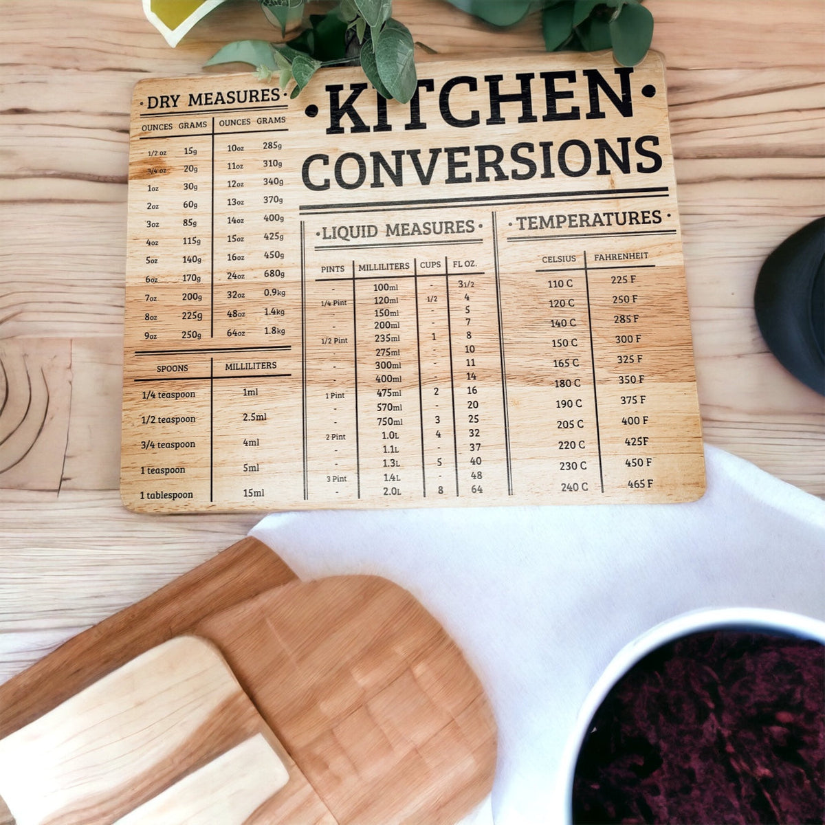 Bamboo Kitchen Conversion Board 12.75x10 Inch Measurement Countertop Decor Gift