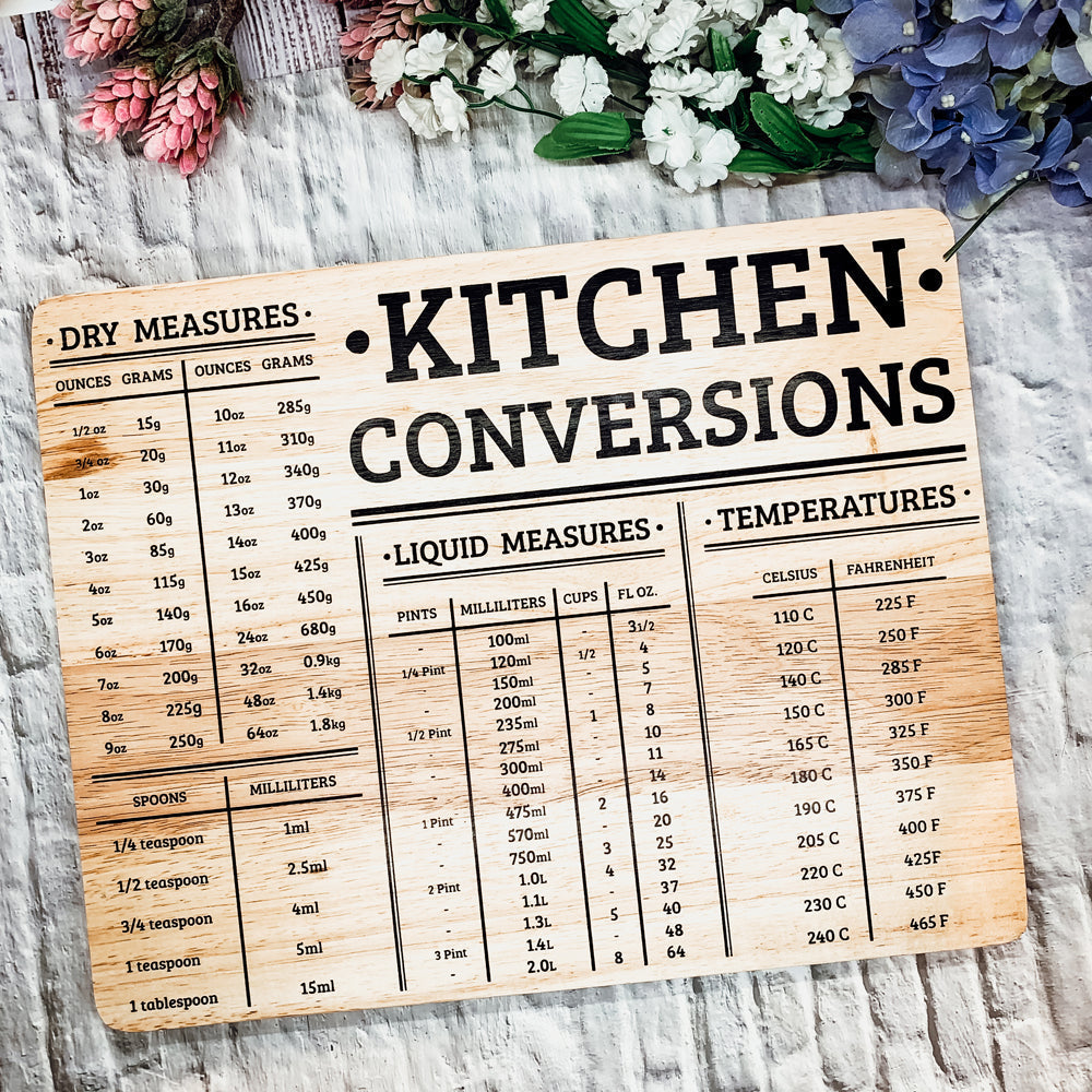 Bamboo Kitchen Conversion Board 12.75x10 Inch Measurement Countertop Decor Gift
