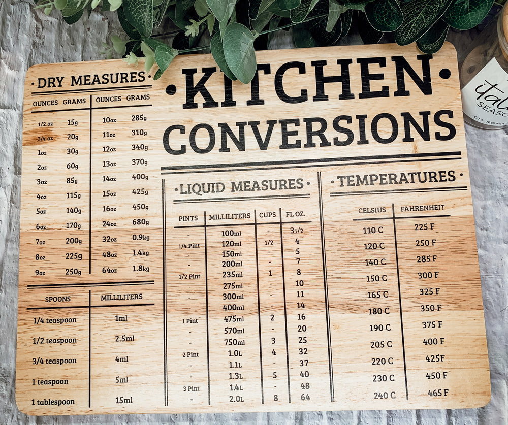Bamboo Kitchen Conversion Board 12.75x10 Inch Measurement Countertop Decor Gift