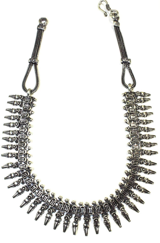 Baroque Charm Choker Necklace Vintage Silver Statement