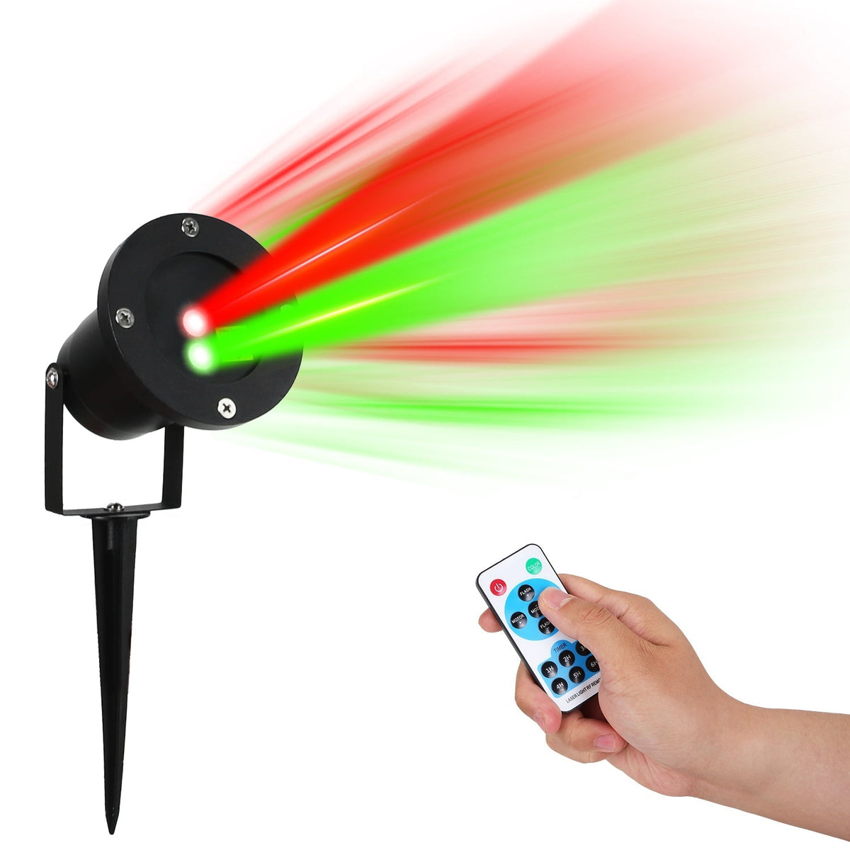Outdoor Laser Projector Light Red and Green Projection Light with 3 Modes 12 Speeds 6Hrs Timer IP44 Waterproof Firefly Landscape Light for Christmas H