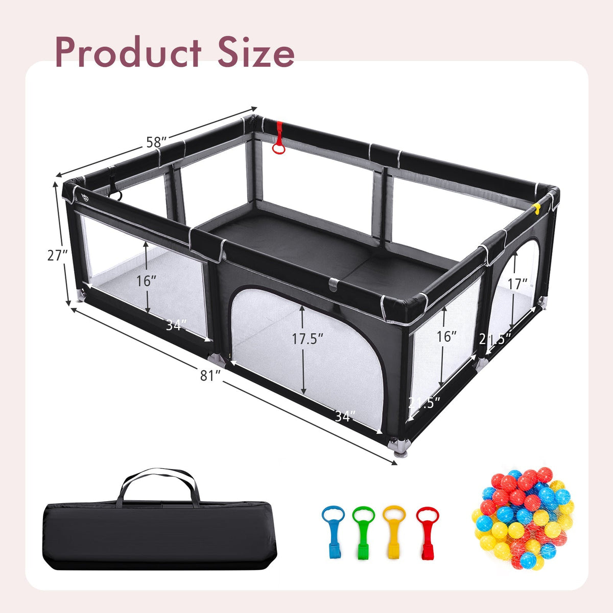 Extra-Large Safety Baby Fence with 50 Ocean Balls