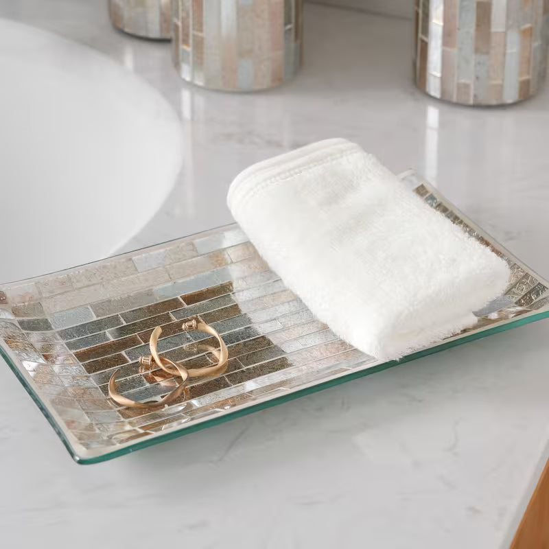 5-Piece Decorative Mosaic Glass Bathroom Accessories Set