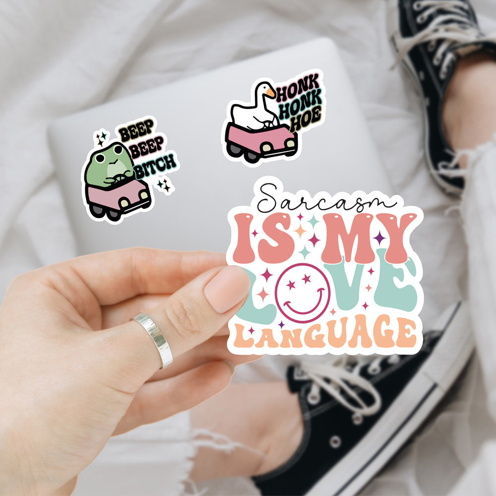 Funny Vinyl Sticker Pack Waterproof Decals For Water Bottle Laptop Journal Luggage Pack