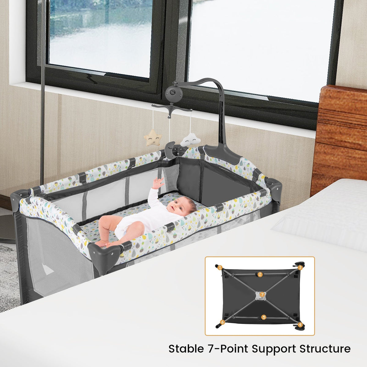 Multi-Functional Baby Playpen with Mattress and Removable Changing Table