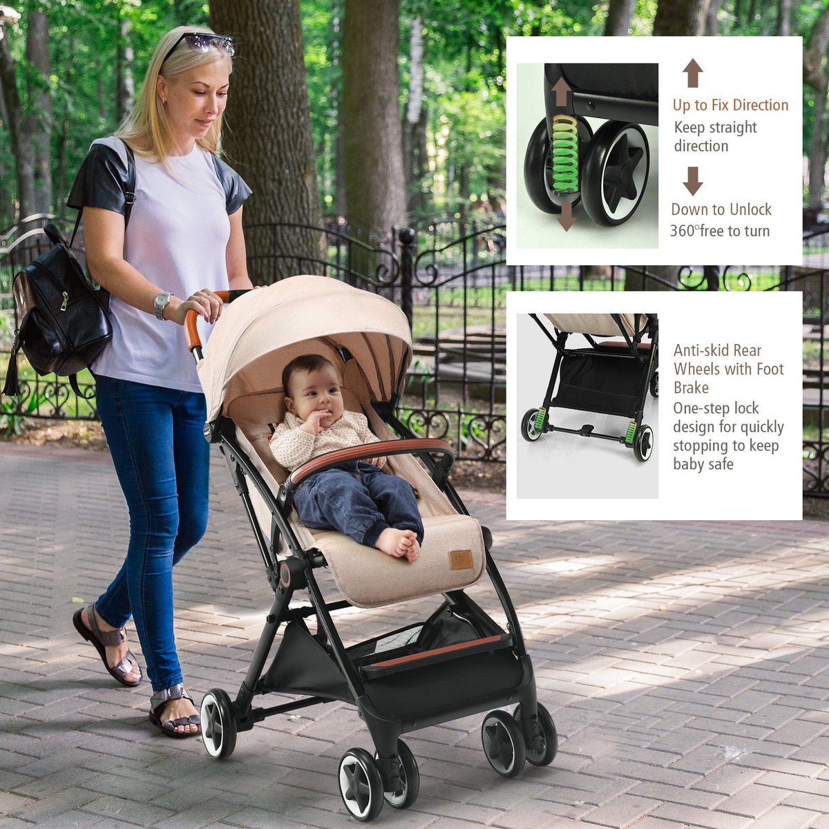 Lightweight Aluminium Frame Baby Stroller with Net