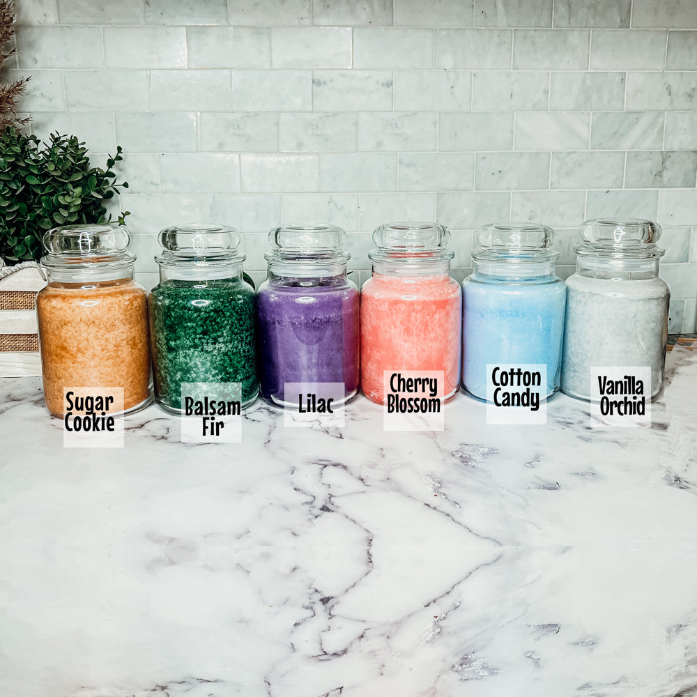 XL 24oz Two-Wick Scented Candle Clear Glass Jar With Lid 150+ Hour Burn