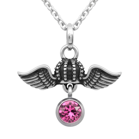 Birthstone Crown Crystal Pendant Necklace For Women
