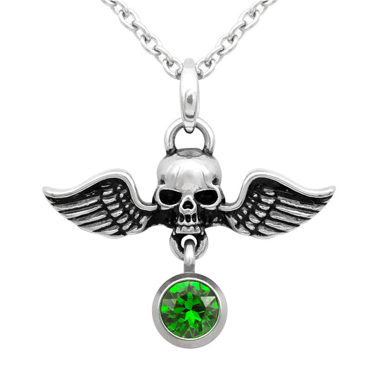 Birthstone Skull Necklace With Swarovski Crystal Pendant