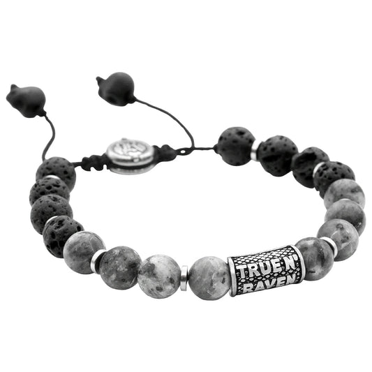 Black And Grey Beaded Adjustable Pull String Bracelet