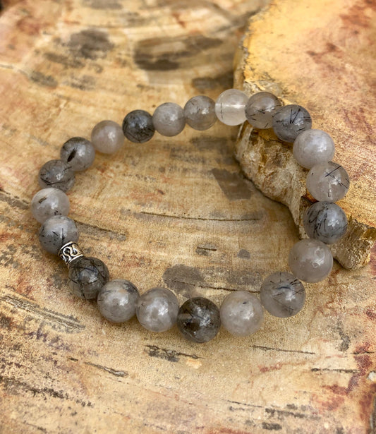 Black Tourmaline Quartz Stretch Bracelet For Healing