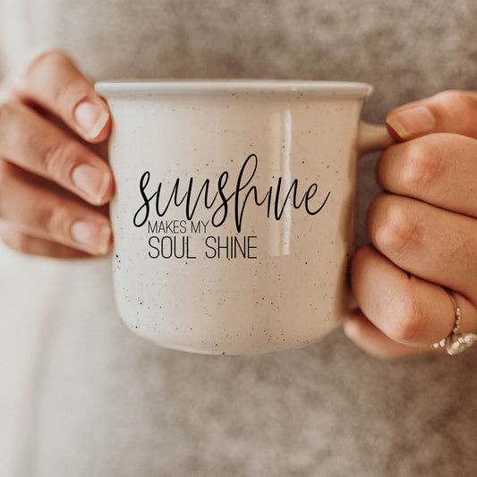 Sunshine 14.5oz Ceramic Campfire Style Mug White 14.5 Oz Rustic Camping Coffee Tea Cup Gift