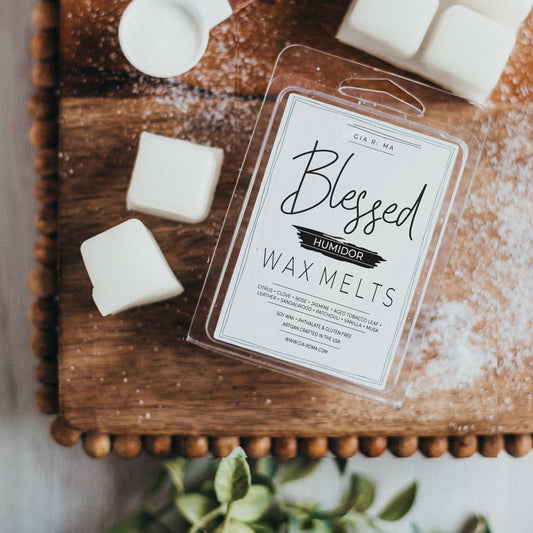 Humidor Scented Soy Wax Melts Premium USA Melt Line Blessed Citrus Clove Rose Tobacco Leather