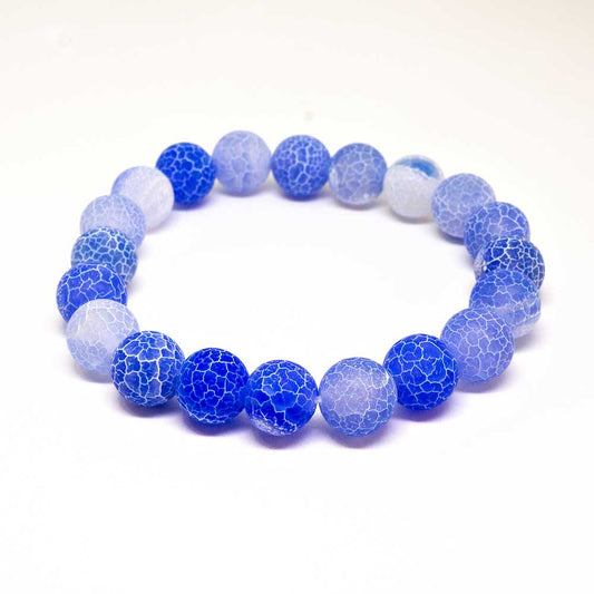 Blue Agate Beaded Bracelet Natural Stone Stretch Jewelry