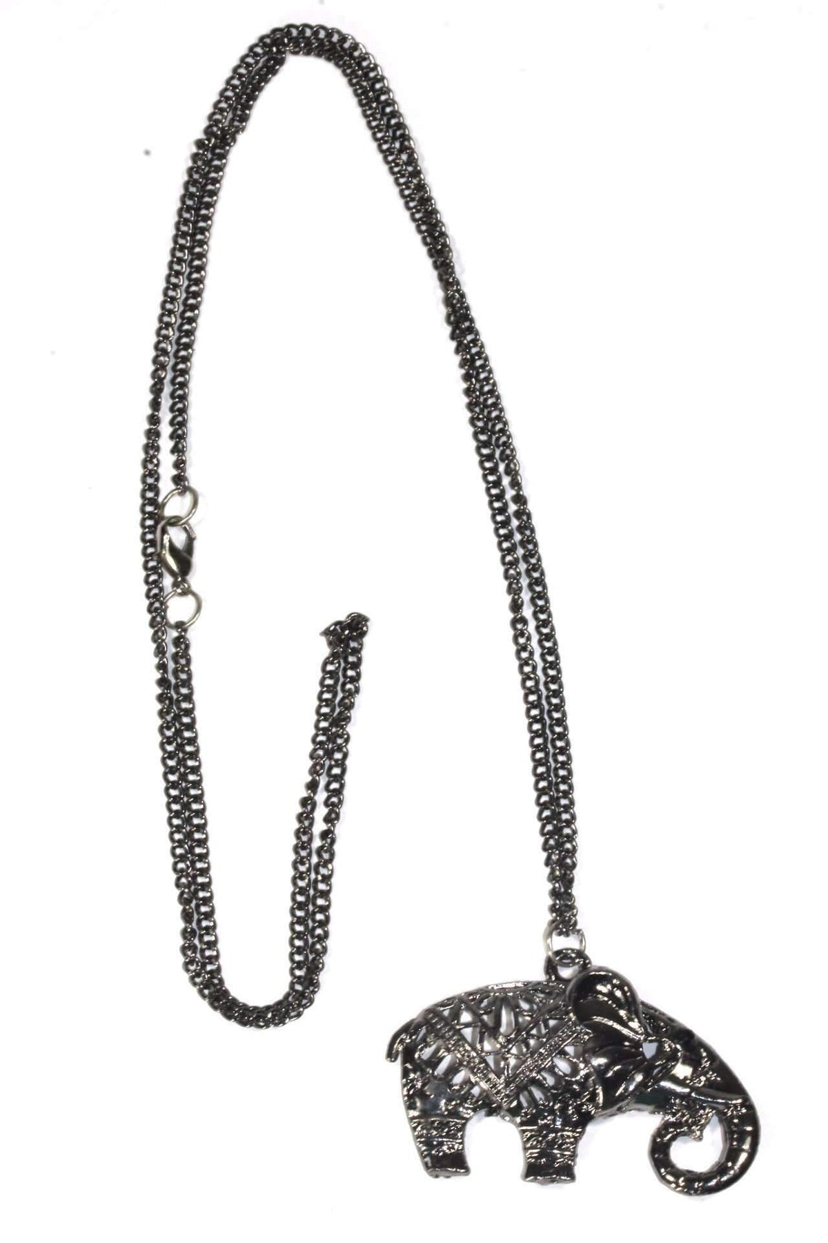 Boho Elephant Pendant Necklace Gold Plated Festival Charm