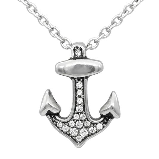 Brilliant Anchor Necklace Sterling Silver CZ Pendant