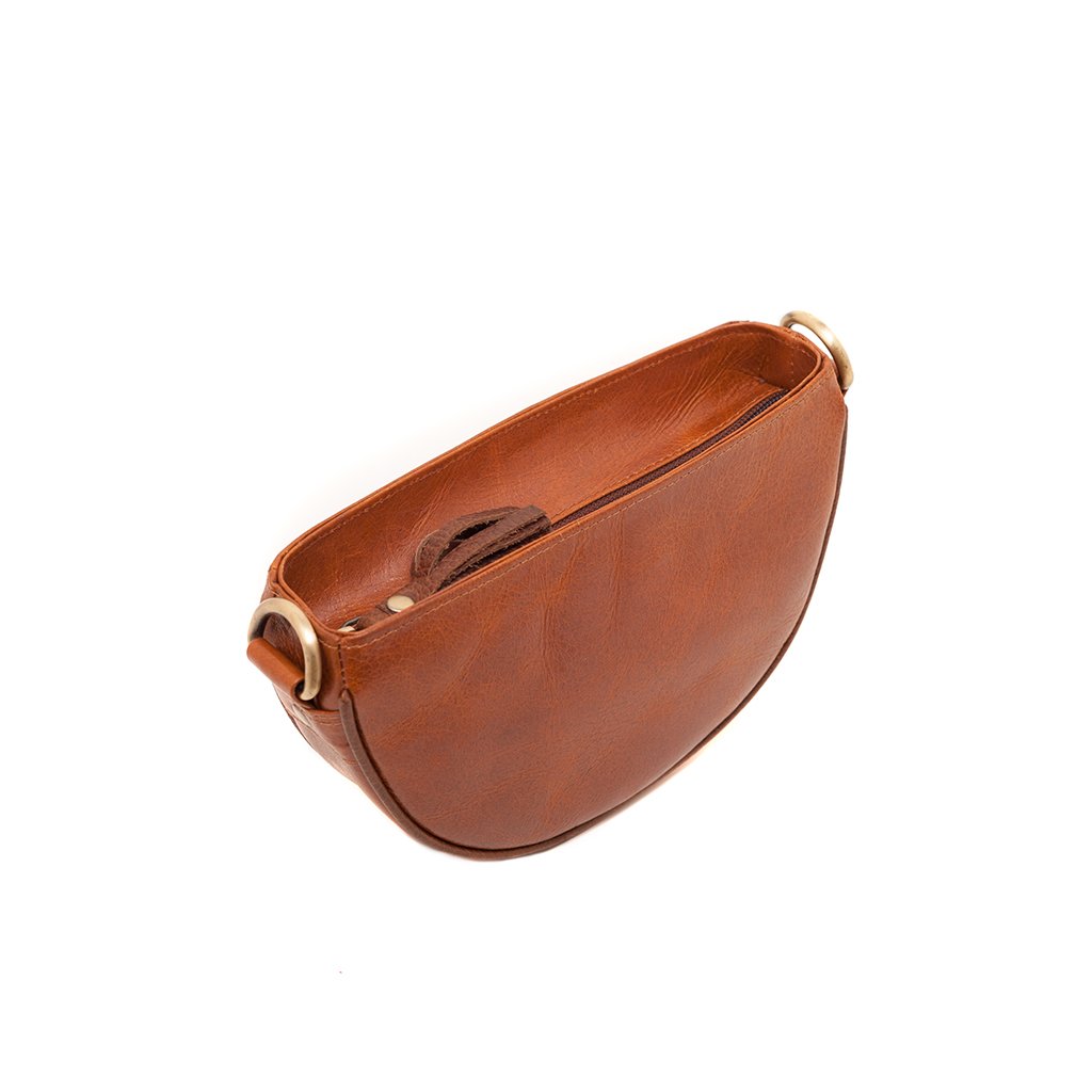 Brown Half Moon Crossbody Clutch Wristlet Eco Leather Tassel Bag