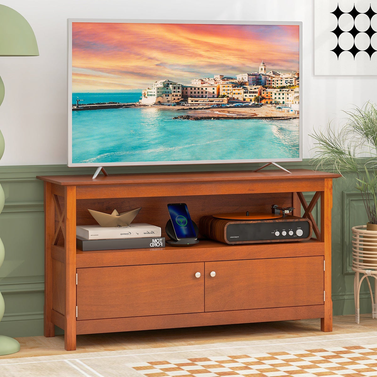 44 Inch Wooden Storage Cabinet TV Stand
