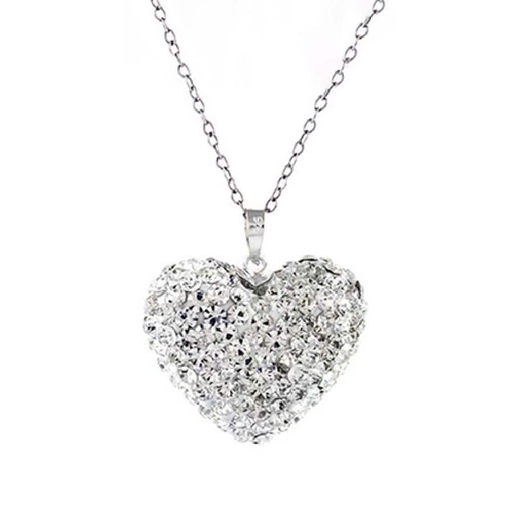 Colgante de corazón burbuja de plata de ley maciza con elementos Swarovski