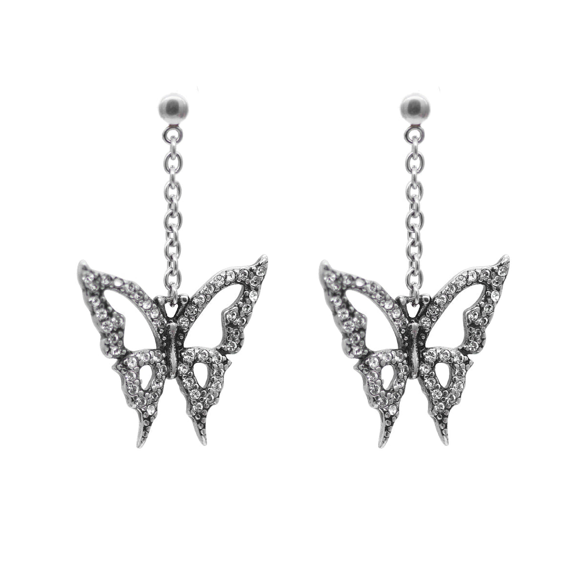 Butterfly Drop Earrings Sterling Silver Plated Dangle
