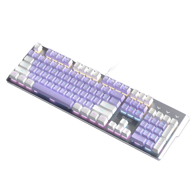Purple Mechanical Keyboard Mouse Suit Wired Green Axis