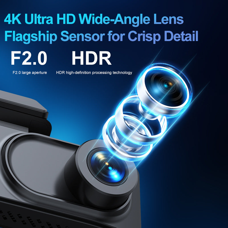 4K HD Dual-camera Front-and-rear Recording Car DVR With Phone Connectivity