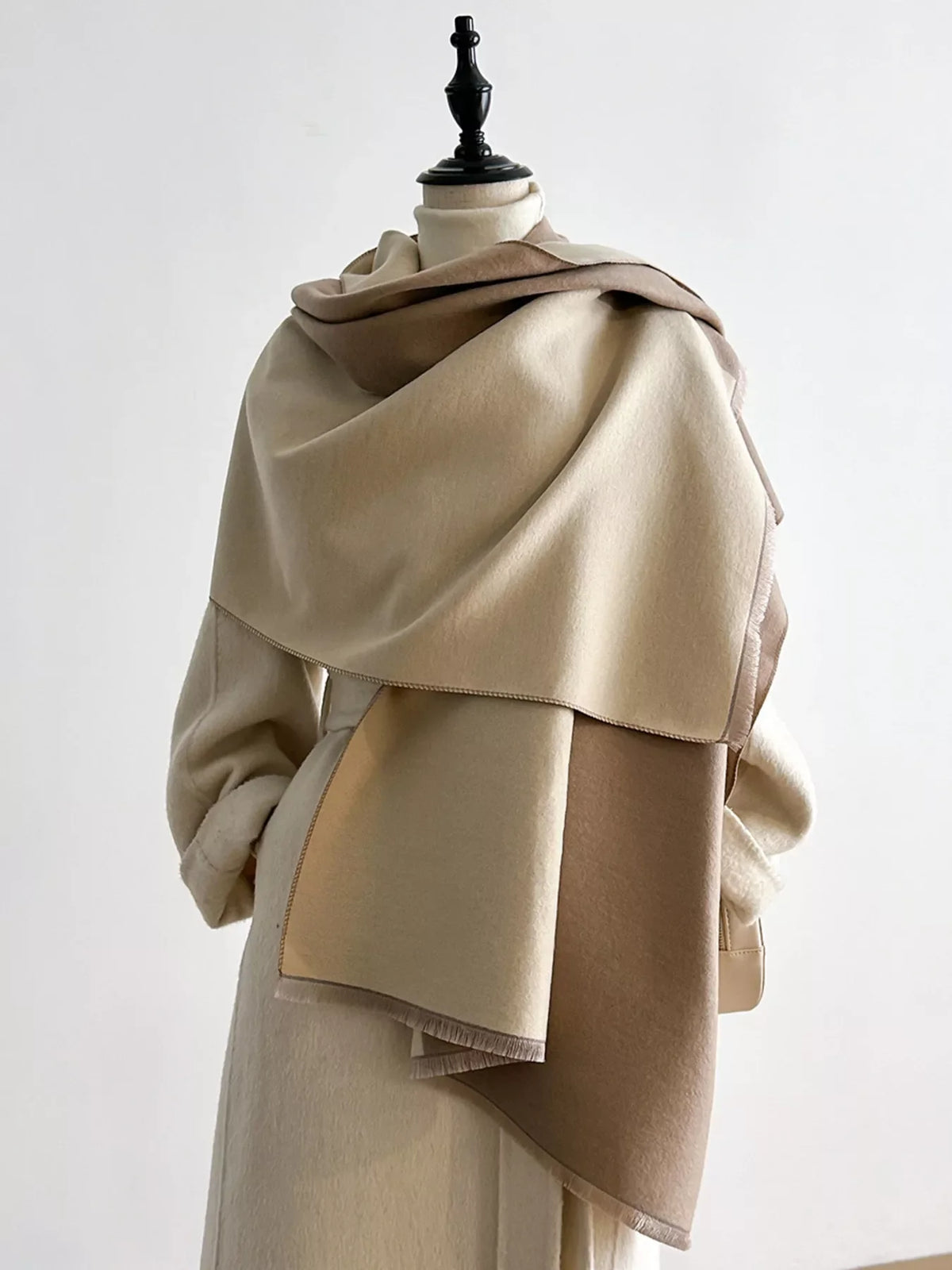 Two-Tone Raw Hem Scarf