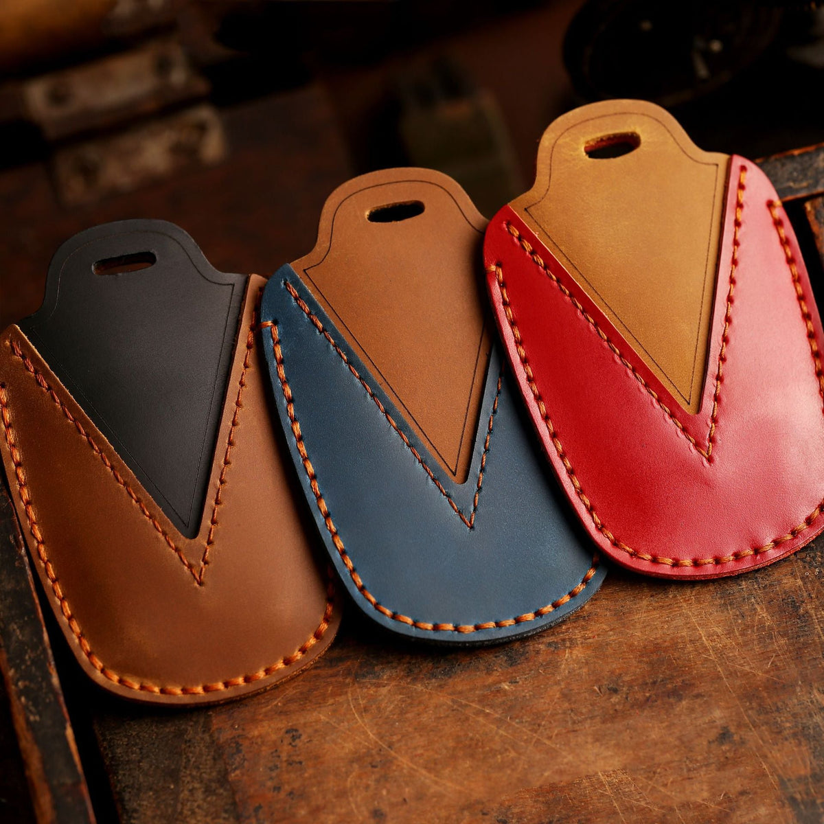 Leather Car Key Case Crazy Horse Leather
