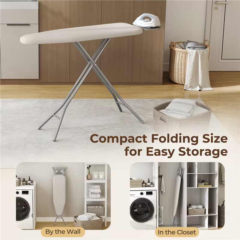 Full Size Foldable Ironing Board with 4-Leg Stand and 4-Layer Pad