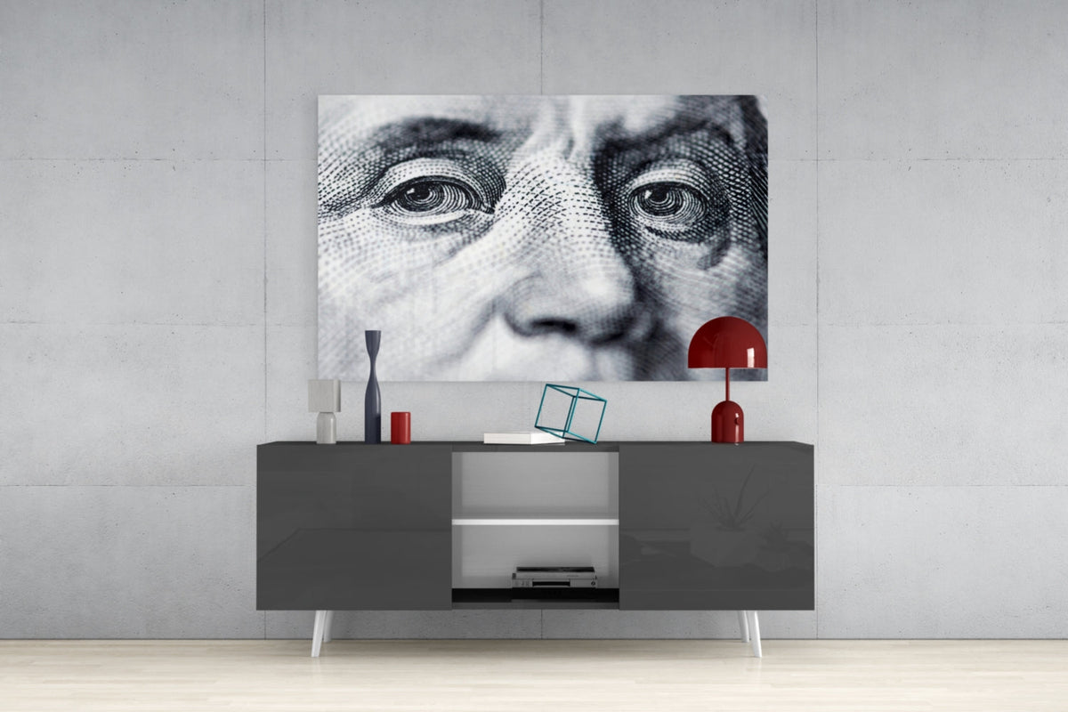 Banknote Portrait Eyes Glass Wall Art