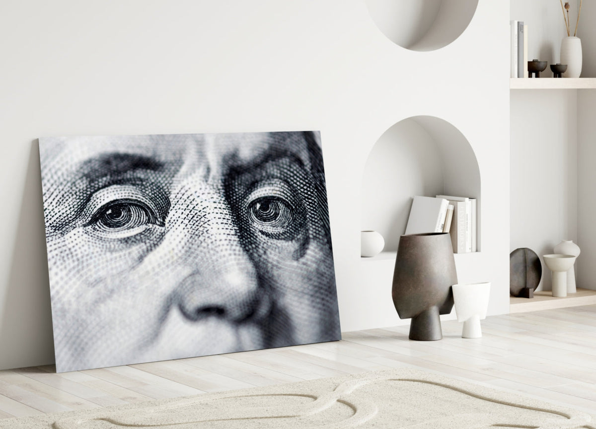 Banknote Portrait Eyes Glass Wall Art