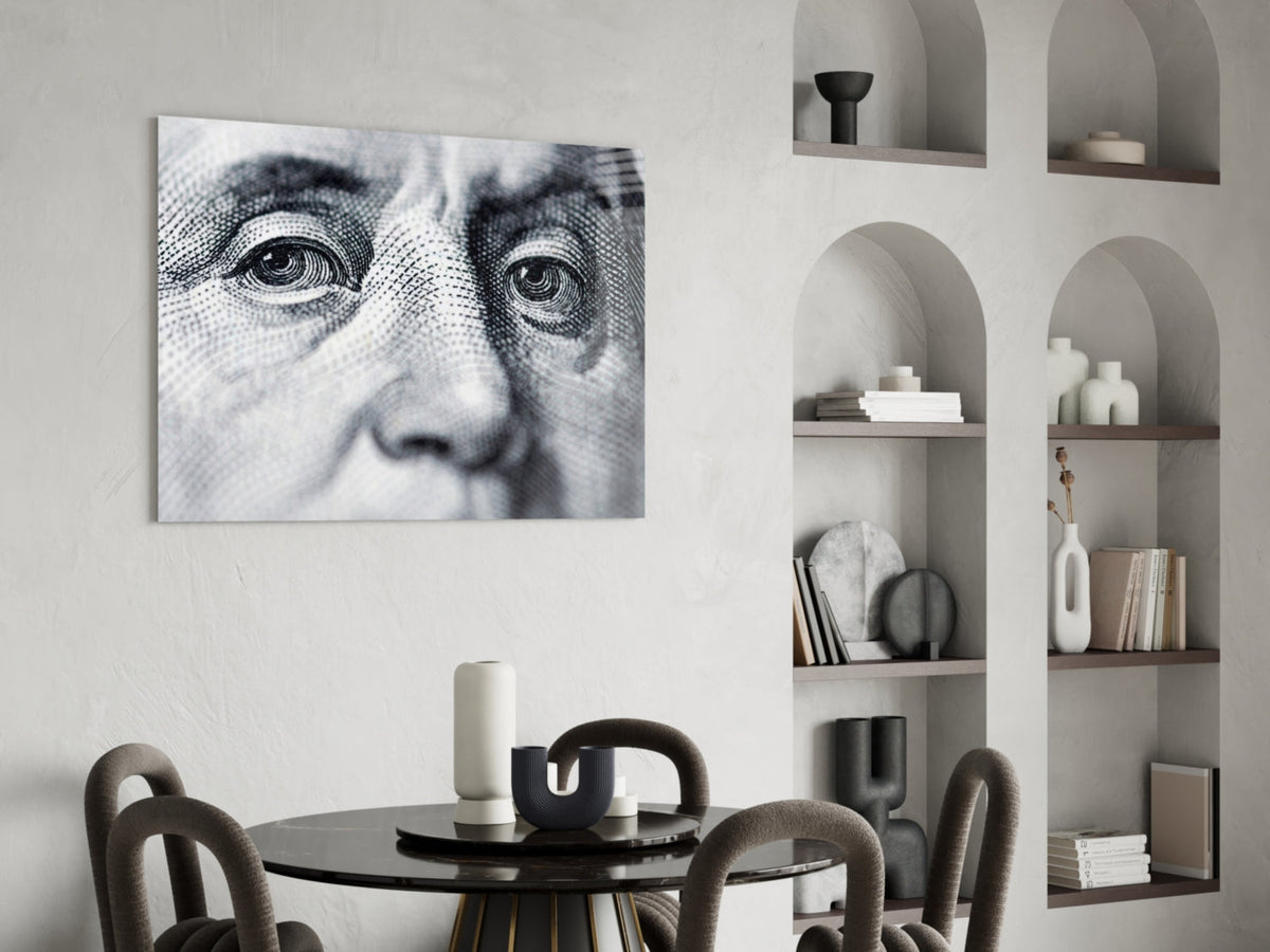 Banknote Portrait Eyes Glass Wall Art
