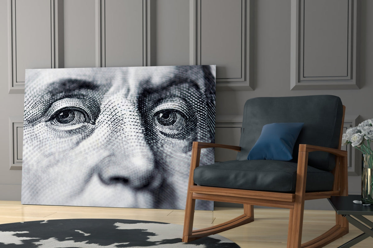 Banknote Portrait Eyes Glass Wall Art